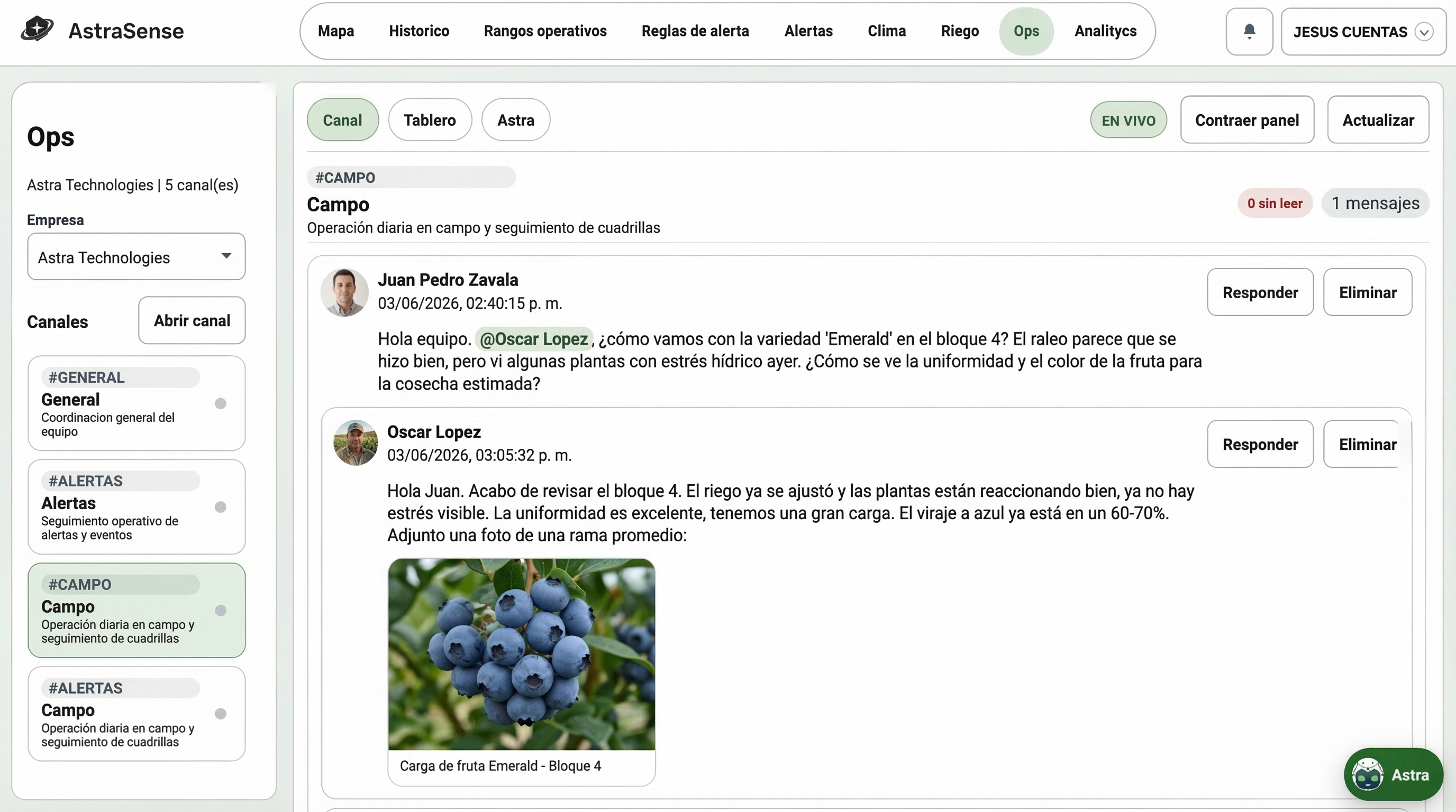 Canales de trabajo colaborativo en Ops